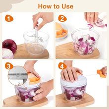 Load image into Gallery viewer, Manual Food Processor Vegetable Chopper, Portable Hand Pull String Garlic Mincer Onion Cutter for Veggies, Ginger, Fruits, Nuts, Herbs, etc., 650ml, White_5735
