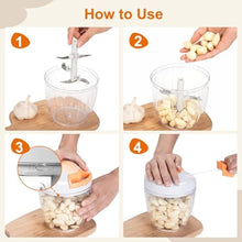 Load image into Gallery viewer, Manual Food Processor Vegetable Chopper, Portable Hand Pull String Garlic Mincer Onion Cutter for Veggies, Ginger, Fruits, Nuts, Herbs, etc., 900ml, White_5750
