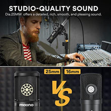 Load image into Gallery viewer, MAONO Condenser Microphone with 25mm Large Diaphragm, Professional Cardioid Studio Condenser Recording Mic with 3.5mm XLR for podcasting, Streaming, Singing, Vocal, Home-Studio (AU-PM325T), Black_1882

