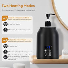 Load image into Gallery viewer, Massage Oil Warmer Heater with Dual 8.5oz Massage Oil Bottles &amp; Funnel, Adjustable Temp (86149F) &amp; Timer (0.524H), Compact &amp; Quiet Heated Lotion Warmer Dispenser for Spa, Salon, Home Use, Black_1061
