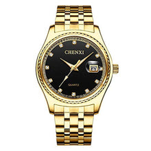 Load image into Gallery viewer, MASTOP Couple Watches - Golden Dress Wrist Watch for Men &amp; Women, Stainless Steel, Waterproof Quartz (Two Tone/Black), twotoneblack_8045
