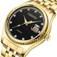 Load image into Gallery viewer, MASTOP Couple Watches - Golden Dress Wrist Watch for Men &amp; Women, Stainless Steel, Waterproof Quartz (Two Tone/Black), twotoneblack_8047
