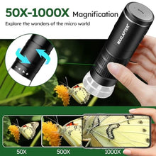 Load image into Gallery viewer, MAXLAPTER Wireless Digital Microscope, 50X-1000X Portable USB WiFi Handheld Digital Microscope for Adults Kids, with 5 Microscope Slides, Compatible with iPhone iPad Android Windows Mac_1303
