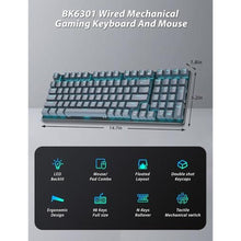 Load image into Gallery viewer, Mechanical Gaming Keyboard and Mouse, LED Backlit 98-Key Floating Keycap &amp; 4 DPI RGB Gaming Mouse with Mouse Pad, Full Anti-Ghost Light Up Wired Computer Keyboards for MAC PC Gamer Accessories, Gray_6821
