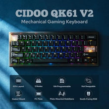 Load image into Gallery viewer, MechLands CIDOO QK61 VIA Programmable 60% Compact Wireless Gaming Keyboard, Hot Swap Compatible, Gasket Mechanical Keyboard with PC Plate, RGB, 3000mAh Battery for Win/Mac, white_5821
