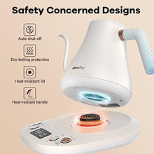 Load image into Gallery viewer, Mecity Electric Gooseneck Kettle With Keep Warm Function &amp; LCD Display Automatic Shut Off Coffee Kettle Temperature Control Pour Over Kettle 1200 Watt, 0.8L, 120V, Off White, MilkWhite_6783

