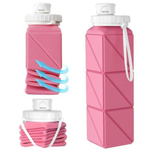 Load image into Gallery viewer, Mefold Collapsible Water bottle for Travel Cycling Gym Camping Sports,Leakproof Lid,Food Grade BPA-Free Silicone Travel Bottles 610ml -Lightweight Portable,Wide Mouth,Durable,Foldable Water Bottle, Pink_1
