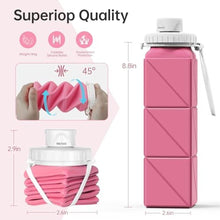 Load image into Gallery viewer, Mefold Collapsible Water bottle for Travel Cycling Gym Camping Sports,Leakproof Lid,Food Grade BPA-Free Silicone Travel Bottles 610ml -Lightweight Portable,Wide Mouth,Durable,Foldable Water Bottle, Pink_562
