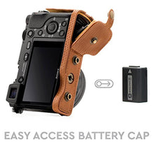 Load image into Gallery viewer, MegaGear "Ever Ready" Leather Camera Case Easy to Install, Tripod and Peripheral Friendly Accessory Compatible with Sony Alpha A6000, A6300 (Light Brown), LightBrown_5562
