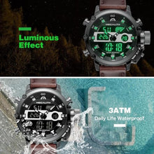Load image into Gallery viewer, MEGALITH Mens Watches with Leather Waterproof Digital Military Sport Tactical Multifunction Heavy Duty Led Black Watch for Men, Alarm Stopwatch, BrownBlack_8686
