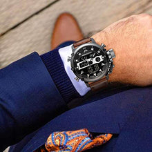 Load image into Gallery viewer, MEGALITH Mens Watches with Leather Waterproof Digital Military Sport Tactical Multifunction Heavy Duty Led Black Watch for Men, Alarm Stopwatch, BrownBlack_8687
