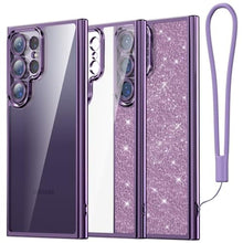 Load image into Gallery viewer, Meifigno Candy Series Case Designed for Samsung Galaxy S24 Ultra, [Glitter Card &amp; Wrist Strap] [Full Camera Lens Protection] Case for Women Girls Designed for Galaxy S24 Ultra 6.8,Violet Titanium, DeepPurple_1
