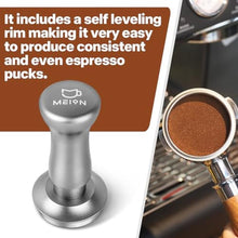 Load image into Gallery viewer, MEION Espresso Tamper 49mm Coffee Tamper, Calibrated Dual Spring Loaded Barista Tamper with Stainless Steel Base, Comes with aluminum storage pad (49MM, Silver)_6638

