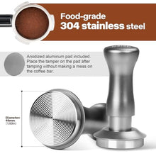 Load image into Gallery viewer, MEION Espresso Tamper 49mm Coffee Tamper, Calibrated Dual Spring Loaded Barista Tamper with Stainless Steel Base, Comes with aluminum storage pad (49MM, Silver)_6639
