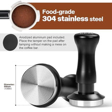 Load image into Gallery viewer, MEION Espresso Tamper 49mm Coffee Tamper, Calibrated Dual Spring Loaded Barista Tamper with Stainless Steel Base, Comes with aluminum storage pad (49MM, Black)_6637
