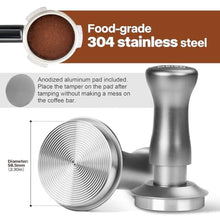 Load image into Gallery viewer, MEION Espresso Tamper 58.5mm Coffee Tamper, Calibrated Dual Spring Loaded Barista Tamper with Stainless Steel Base, Comes with aluminum storage pad (58.5MM, Silver)_6669
