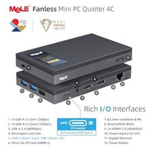 Load image into Gallery viewer, MeLE Mini PC Quieter 4C, N100 Fanless Mini PC 16GB RAM 512GB Storage, Black_3204
