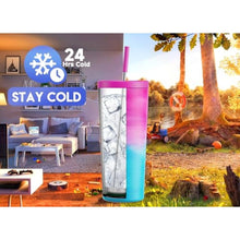 Load image into Gallery viewer, Meoky 24 oz Insulated Tumbler with Lid and Straw, Stainless Steel Vacuum Insulated Tumbler, Keeps Cold for 24 Hours, 100% Leak Proof, Fits in Car Cup Holder (Marshmallow)_5773
