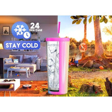 Load image into Gallery viewer, Meoky 24 oz Insulated Tumbler with Lid and Straw, Stainless Steel Vacuum Insulated Tumbler, Keeps Cold for 24 Hours, 100% Leak Proof, Fits in Car Cup Holder (Fairytale)_5815
