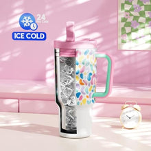 Load image into Gallery viewer, Meoky 32 oz Tumbler with Handle and Flip Straw, 100% Leakproof Tumbler with Lid and Straw, Stainless Steel Insulated Cup, Cupholder Friendly, Keeps Cold for 24 Hours (Leopard), CL_4605
