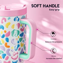 Load image into Gallery viewer, Meoky 32 oz Tumbler with Handle and Flip Straw, 100% Leakproof Tumbler with Lid and Straw, Stainless Steel Insulated Cup, Cupholder Friendly, Keeps Cold for 24 Hours (Leopard), CL_4607
