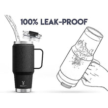 Load image into Gallery viewer, Meoky 32oz Tumbler with DUO 2-in-1 Straw and Sip Lid, 100% Leak Proof Tumbler with Handle, Stainless Steel Insulated Coffee Mug, Keeps Cold for 34 Hours or Hot for 10 Hours (Night, Black_6968
