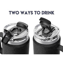 Load image into Gallery viewer, Meoky 32oz Tumbler with DUO 2-in-1 Straw and Sip Lid, 100% Leak Proof Tumbler with Handle, Stainless Steel Insulated Coffee Mug, Keeps Cold for 34 Hours or Hot for 10 Hours (Night, Black_6969
