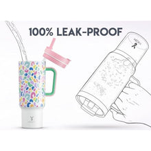 Load image into Gallery viewer, Meoky 40 oz Tumbler with Handle and Flip Straw, 100% Leakproof Tumbler with Lid and Straw, Stainless Steel Insulated Cup, Cupholder Friendly, Keeps Cold for 34 Hours (Leopard), CL_6190
