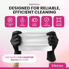 Load image into Gallery viewer, Metrex CaviWipes Disinfecting Towelettes, Pack of 12 Durable Non-Woven Disinfecting Wipes for Hard, Non-Porous Surfaces in Healthcare &amp; Laboratory Settings Pre-Saturated with CaviCide, 13-1100_510
