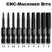 Load image into Gallery viewer, Metric Hex Bit Set, Railer 10-Piece Hex Head Allen Wrench Screwdriver Bit Set. S2 Steel Impact Driver 2" Hex MM Bits for Furniture Screws_5395
