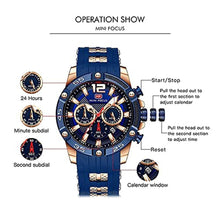 Load image into Gallery viewer, MF MINI FOCUS Men Watch, Chronograph Waterproof Sport Analog Quartz Watches Red Silicon Strap Fashion Wristwatch for Men, AgoldBlue_8515
