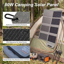 Load image into Gallery viewer, MHPOWOS 80W Portable Solar Panel Charger with USB C, USB A and DC Outputs, Gray_476
