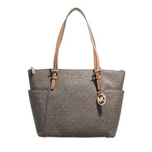 Load image into Gallery viewer, Michael Michael Kors Jet Set Item East/West Top Zip Tote (Brown/Acorn), Silver_1
