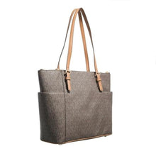 Load image into Gallery viewer, Michael Michael Kors Jet Set Item East/West Top Zip Tote (Brown/Acorn), Silver_216
