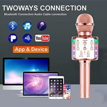 Load image into Gallery viewer, Milerong Karaoke Microphone for Kids Singing, 5 in 1 Wireless Bluetooth Microphone with LED Lights Karaoke Machine Portable Mic Speaker Player Recorder for Home Party Birthday (Pink)_2570
