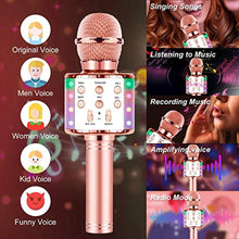 Load image into Gallery viewer, Milerong Karaoke Microphone for Kids Singing, 5 in 1 Wireless Bluetooth Microphone with LED Lights Karaoke Machine Portable Mic Speaker Player Recorder for Home Party Birthday (Pink)_2571
