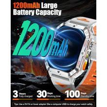 Load image into Gallery viewer, Military Smart Watch for Men, 2.01'' Fitness Tracker with 1200mAh Long Battery Life, Bluetooth Calls, Flashlight, IP68 Waterproof, Heart Rate/Sleep Tracking, 100+ Sports Modes for Android iPhone, Sliver_176
