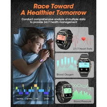 Load image into Gallery viewer, Military Smart Watches for Men (Answer/Make Calls), 2.02'' Fitness Smart Watch for Android and iPhone, Waterproof Fitness Tracker with Blood Pressure/Heart Rate/Sleep/100+ Sport Modes, Watches for Men, Black_4139
