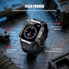 Load image into Gallery viewer, Military Tactical Smart Watches for Men, 100-Day Battery Rugged Fitness Watch with Compass &amp; Flashlight, Sports Watch for Android with 2.01" HD Display AI Voice, IP68 Waterproof Smartwatch (Black), WProBlack_1741
