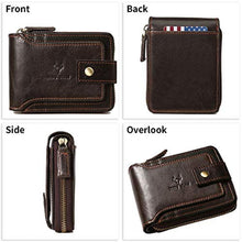 Load image into Gallery viewer, MING CLAN Leather RFID Blocking Bifold Wallet For Men With Zipper, Flap ID Window Zip Coin Pocket, Big Capacity Credit Card Holder For Travel, Coffee_8035
