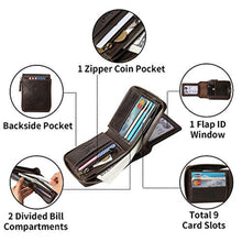 Load image into Gallery viewer, MING CLAN Leather RFID Blocking Bifold Wallet For Men With Zipper, Flap ID Window Zip Coin Pocket, Big Capacity Credit Card Holder For Travel, Coffee_8037
