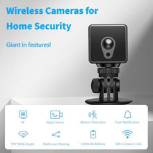 Load image into Gallery viewer, Mini Camera 2026 4K HD WiFi Portable Nanny Cam with Motion Detection,Cloud &amp; SD Storage,Night Vision,Wide Angle,Can No Need WiFi Cams Micro Wireless Small Security Cameras for Home Baby Indoor Outdoor, Black_274

