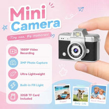 Load image into Gallery viewer, Mini Flip Screen Digital Camera, 1.47 Inch Pocket Retro Camera with USB-C Charging, 1080P/720P Video, MicroSD Support Up to 128GB, Portable Keychain Camera (Black), blackout_259
