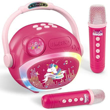 Load image into Gallery viewer, Mini Karaoke Machine for Kids Girl, Kids Microphone Portable Bluetooth Speakers with 2 Wireless Mic Toys for Girls Age 4-6-8 Girls Birthday Gifts for 5 6 7 8 9 10 11 Years, Pink_1

