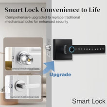 Load image into Gallery viewer, MINIA Keyless Entry Door Lock with Handle,Digital Door Knob,Smart Door Locks,Fingerprint Door Lock for Bedroom,Office and Hotel,Black Door Knobs_5680

