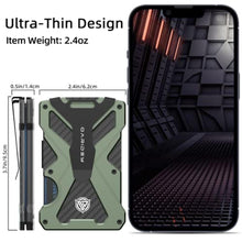 Load image into Gallery viewer, Minimalist Wallet for Men- Slim Aluminum Metal Money Clip with Clear ID Card Holder, RFID Blocking, Holds up 15 Cards with Cash Clip, Ultra-Thin Tactical Carbon Fiber -Army Green, ArmyGreen_8189
