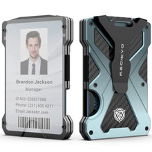 Load image into Gallery viewer, Minimalist Wallet for Men- Slim Aluminum Metal Money Clip Wallet with Clear ID Card Holder, Carbon Fiber Wallet, RFID Blocking,Holds up 15 Cards with Cash Clip,Ultra-Thin Tactical Wallet-Gradient Grey, GradientGrey_1
