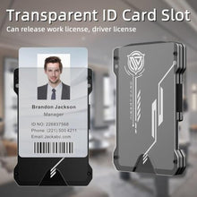 Load image into Gallery viewer, Minimalist Wallet for Men- Slim Aluminum Metal Money Clip Wallet with Clear ID Card Holder, Carbon Fiber Wallet, RFID Blocking,Holds up 15 Cards with Cash Clip,Ultra-Thin Tactical Wallet-Gradient Grey, GradientGrey_8211
