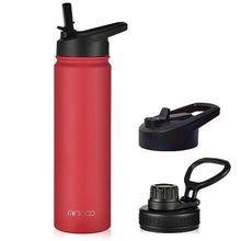 Load image into Gallery viewer, mininoo 24 oz Insulated Water Bottle with Straw Lid, Stainless Steel Double Wall Vacuum, Leak Proof, BPA Free, Keep Cold for 24H &amp; Hot for 12H(Red)_1
