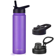 Load image into Gallery viewer, mininoo 24 oz Insulated Water Bottle with Straw Lid, Stainless Steel Double Wall Vacuum, Leak Proof, BPA Free, Keep Cold for 24H &amp; Hot for 12H(Purple)_1
